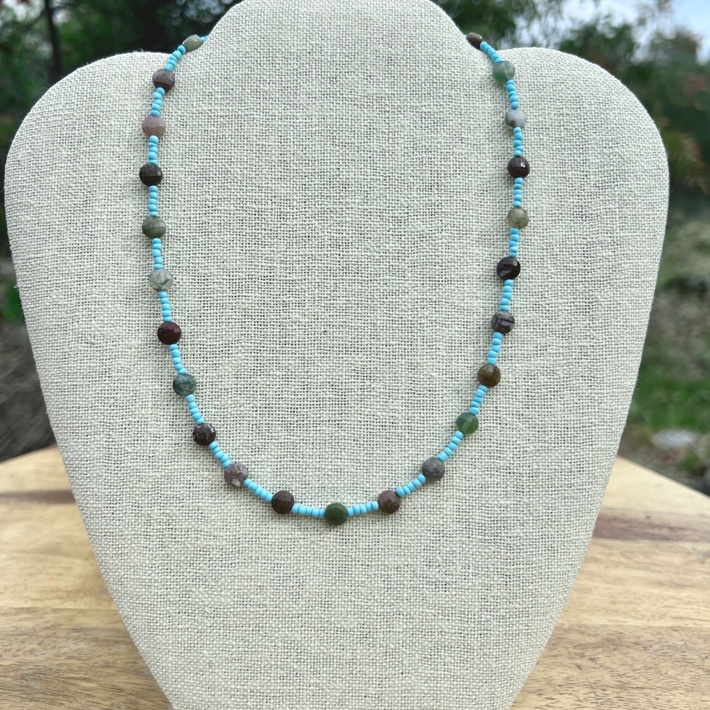 Jasper Gemstone Necklace with Sterling Silver Magnetic Clasp